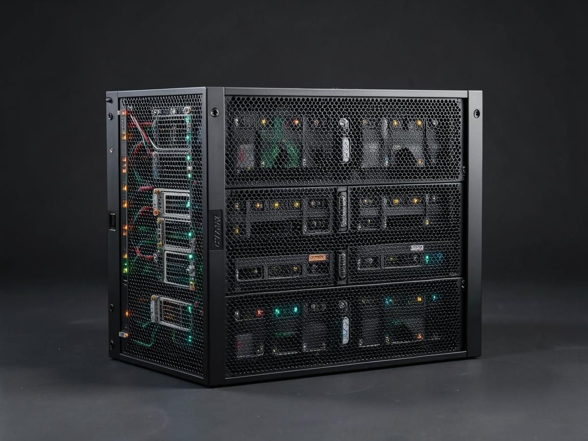 NVIDIA DGX H200 eight-GPU AI server front view in a dark server room